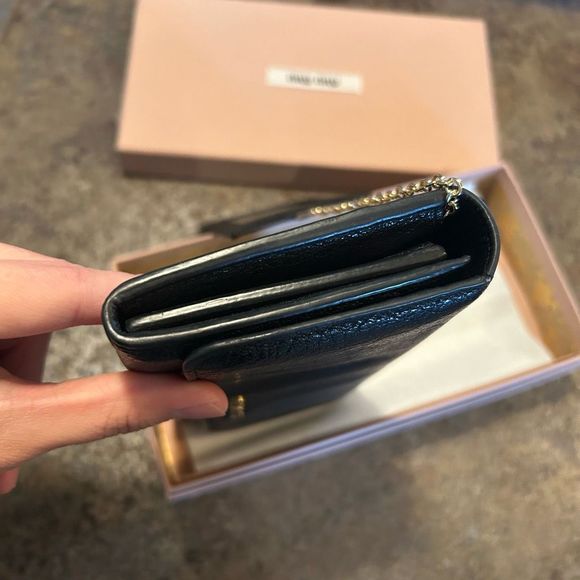 2in1 Miu Miu Long Snap Wallet Leather Black with original box - Picture 14 of 15